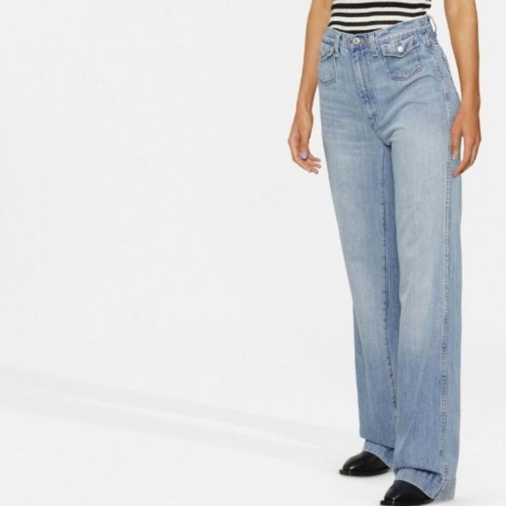NWT RE/DONE 70s Pocket Wide Leg Flare Jeans Vintage Fade Rigid Cotton 29